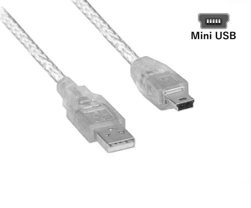 Kabel DINIC USB 2.0, zástrčka A na 5pinovou mini zástrčku, AWG 28/26, průhledný, 2,00 m, DINIC Box